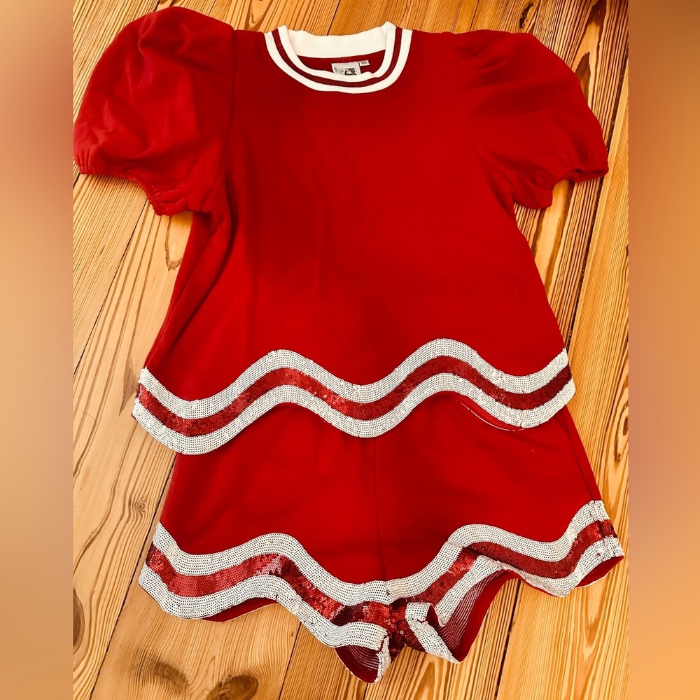 QUEEN OF SPARKLES Red Ruffled Short Sleeve Blouse